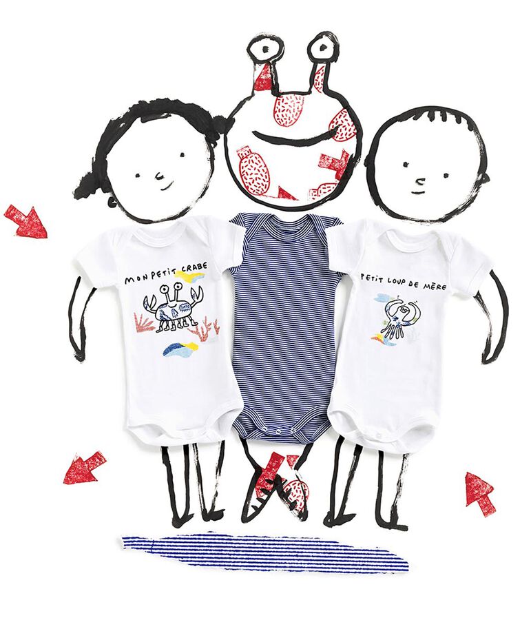 Lote de 3 bodis de manga corta Serge Bloch para beb&eacute; multicolor