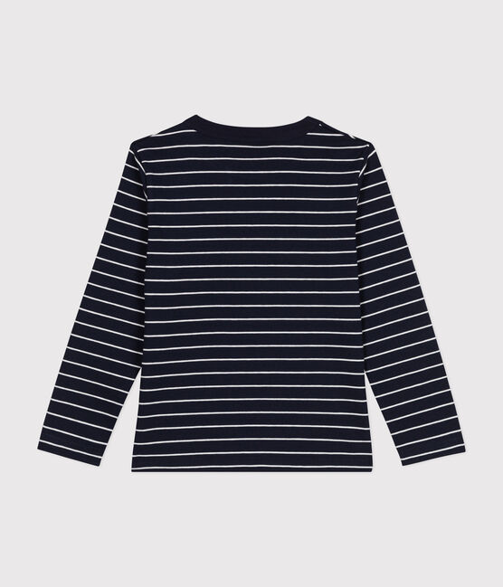 Camiseta de algodón de manga larga de niño azul SMOKING/blanco MARSHMALLOW