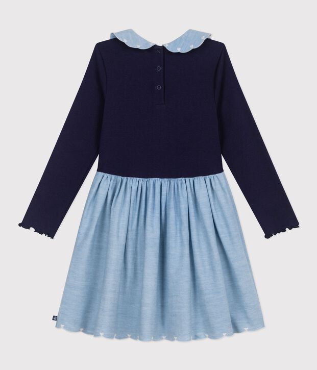 Vestido infantil de manga larga de dos materiales con algod&oacute;n SOIR