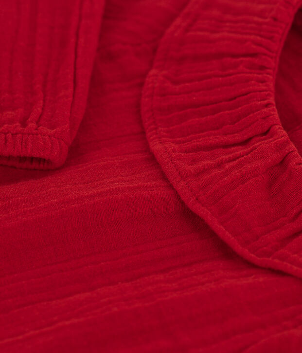 Blusa de manga larga de gasa de algod&oacute;n para beb&eacute; rojo