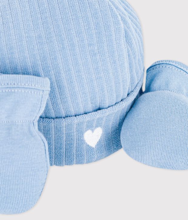 Juego de gorro y manoplas de algod&oacute;n para beb&eacute; multicolor