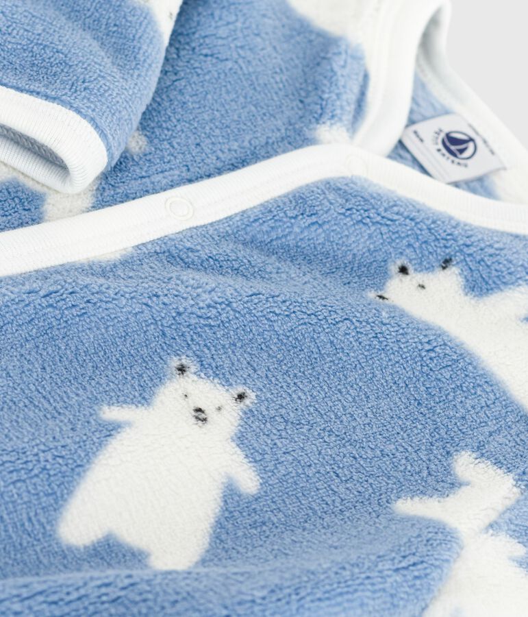 Sobrepijama polar de invierno con estampado de osos para beb&eacute; azul/crudo