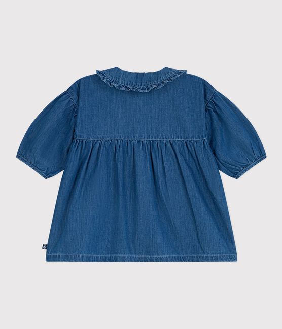 Vestido denim de manga larga con cuello para bebé azul DENIM CLAIR