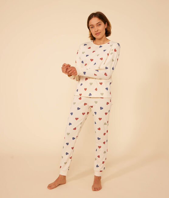 Pijama de algodón con motivo de corazón para mujer blanco AVALANCHE/ MULTICO