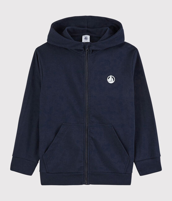 Sudadera con cremallera y capucha de algodón de niño azul SMOKING