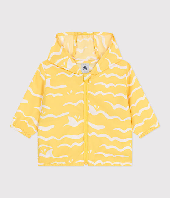 Cortavientos de poliéster anti-UV con estampado de tiburón para bebé amarillo ORGE/blanco MARSHMALLOW