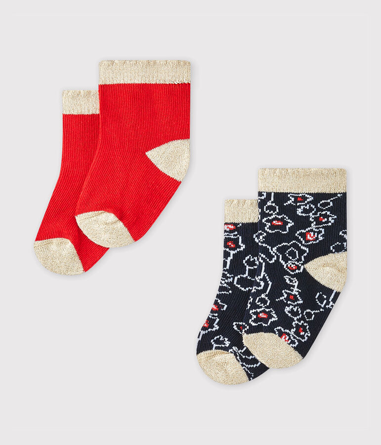 Lote de 2 pares de calcetines beb&eacute; ni&ntilde;a blanco