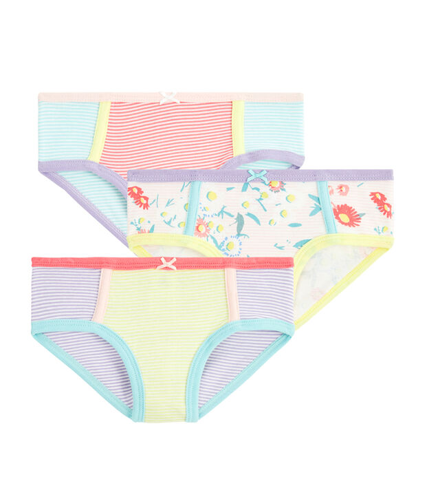 Tres braguitas altas para ni&ntilde;a multicolor