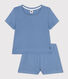 Pijama corto y liso de algodón calado para niña