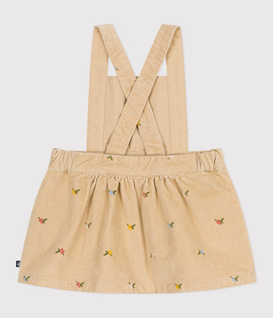 Vestido de pana con bordado de flores para bebé beige CAJOU/ MULTICO