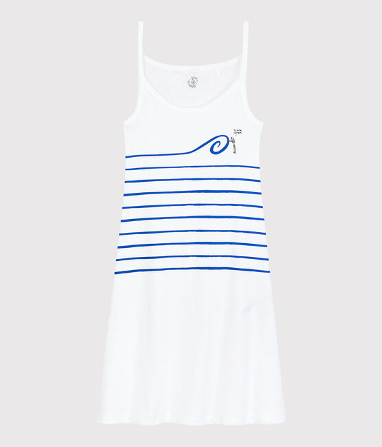 Vestido de tirantes emblemático de algodón de mujer blanco ECUME