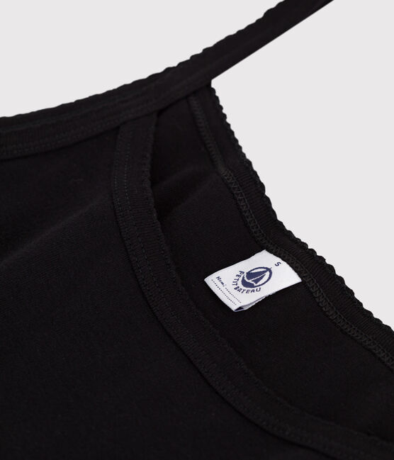 Camiseta lisa de tirantes de algodón para mujer negro NOIR