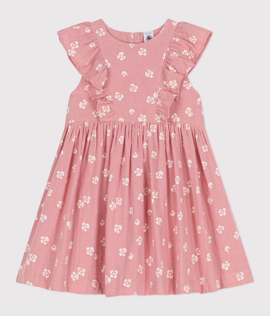 Vestido infantil sin mangas de algodón con flores rosa CHARME/blanco MARSHMALLOW