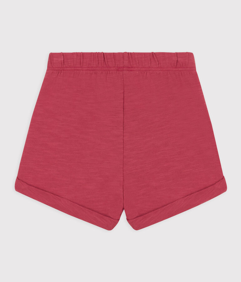 Shorts lisos de punto flameado para beb&eacute; rosa