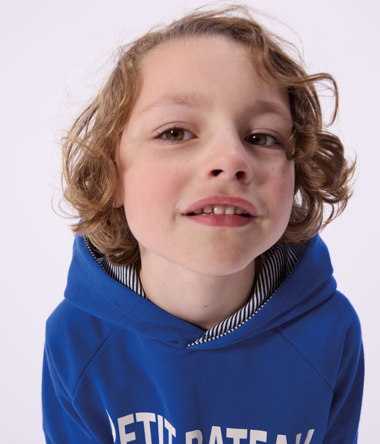 Sudadera infantil de algod&oacute;n con capucha azul PERSE