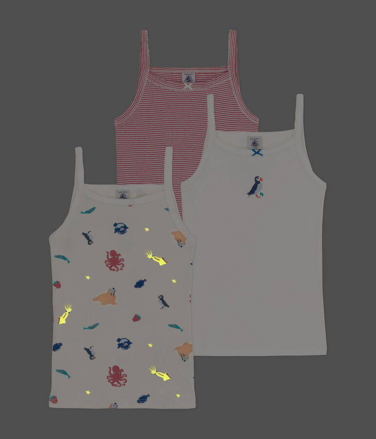 Juego de 3 camisetas de tirantes de algod&oacute;n para ni&ntilde;a multicolor