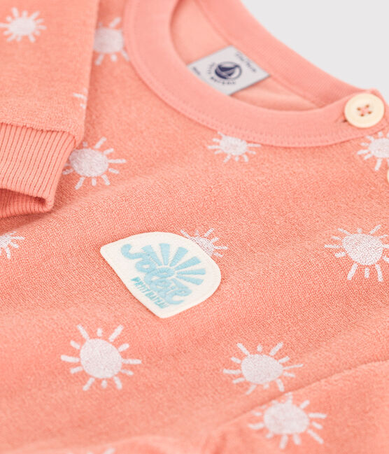 Sudadera de rizo de algodón con estampado de soles para bebé naranja ABRICOT/ MARSHMALLOW