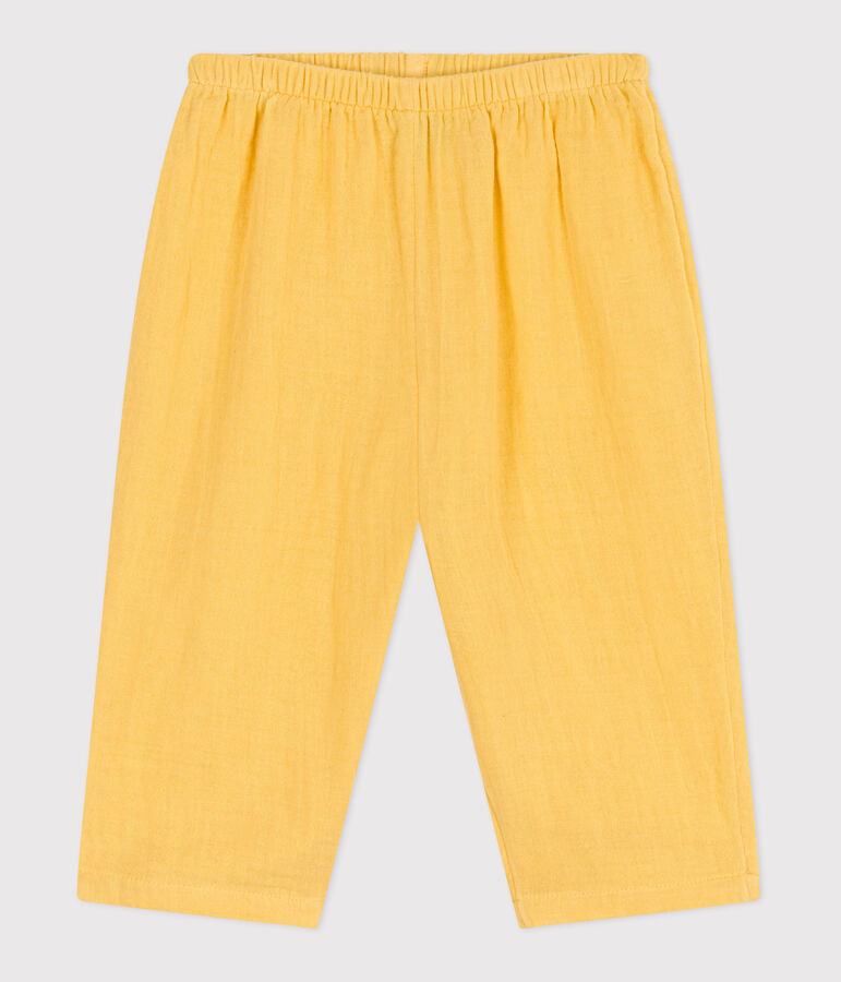 Pantal&oacute;n liso de gasa de algod&oacute;n para beb&eacute; amarillo ORGE