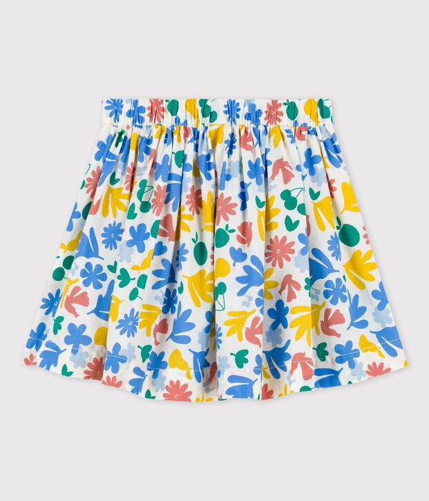 Falda de popelina estampada para ni&ntilde;a blanco/multicolor
