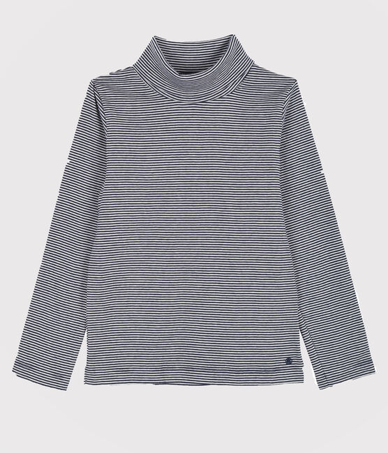 Jersey de cuello alto para niña/niño azul SMOKING/blanco MARSHMALLOW