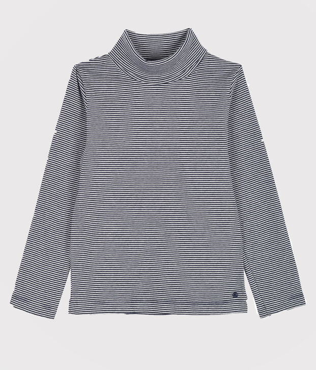 Jersey de cuello alto para ni&ntilde;a/ni&ntilde;o azul/blanco