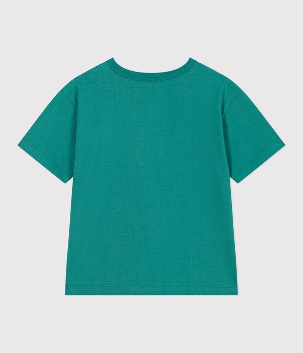 Camiseta infantil de manga corta de algod&oacute;n verde