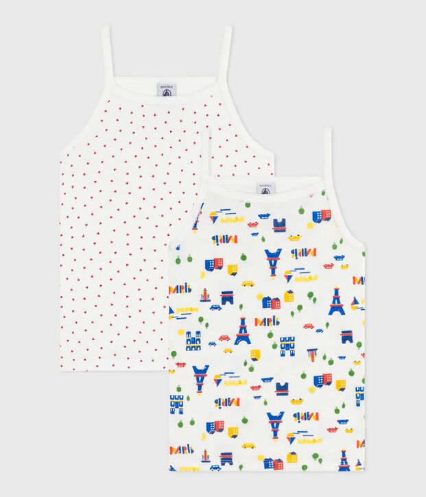 Juego de camisetas de tirantes infantiles de algod&oacute;n con estampado de Par&iacute;s multicolor
