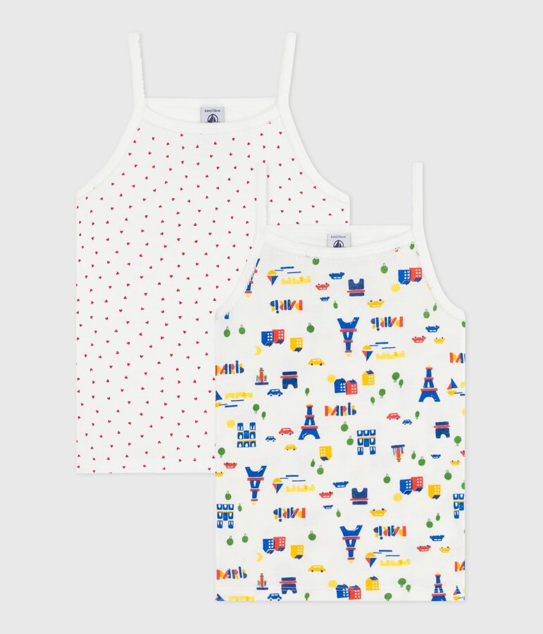 Juego de camisetas de tirantes infantiles de algod&oacute;n con estampado de Par&iacute;s multicolor