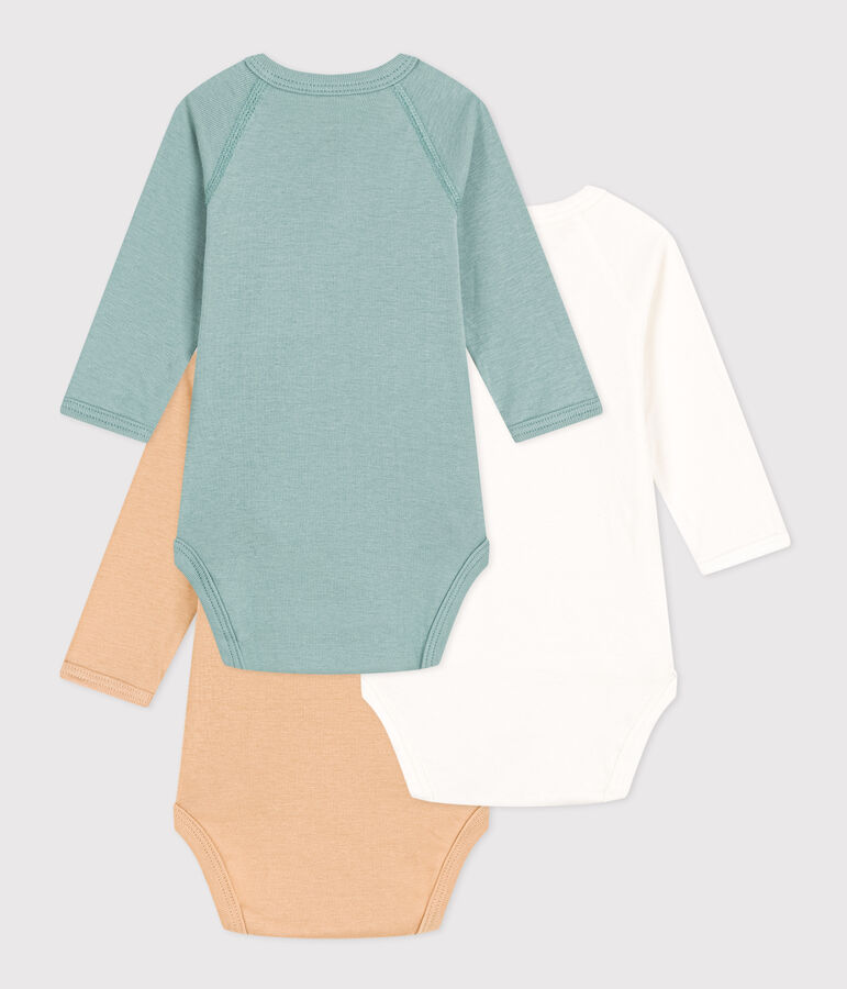 Juego de 3 bodis cruzados de manga larga de algod&oacute;n 130 primaveras multicolor