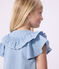 Blusa infantil lisa de manga corta de algod&oacute;n azul BLEU CLAIR