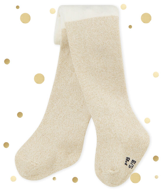 Leotardos brillantes para bebé niña blanco MARSHMALLOW/amarillo DORE