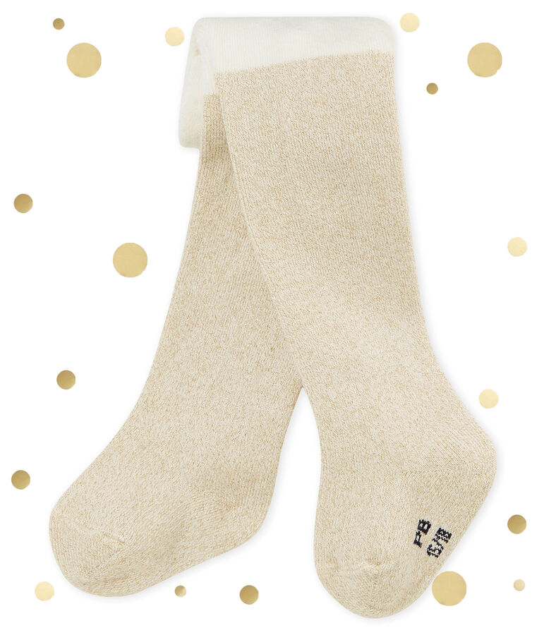 Leotardos brillantes para beb&eacute; ni&ntilde;a blanco/amarillo