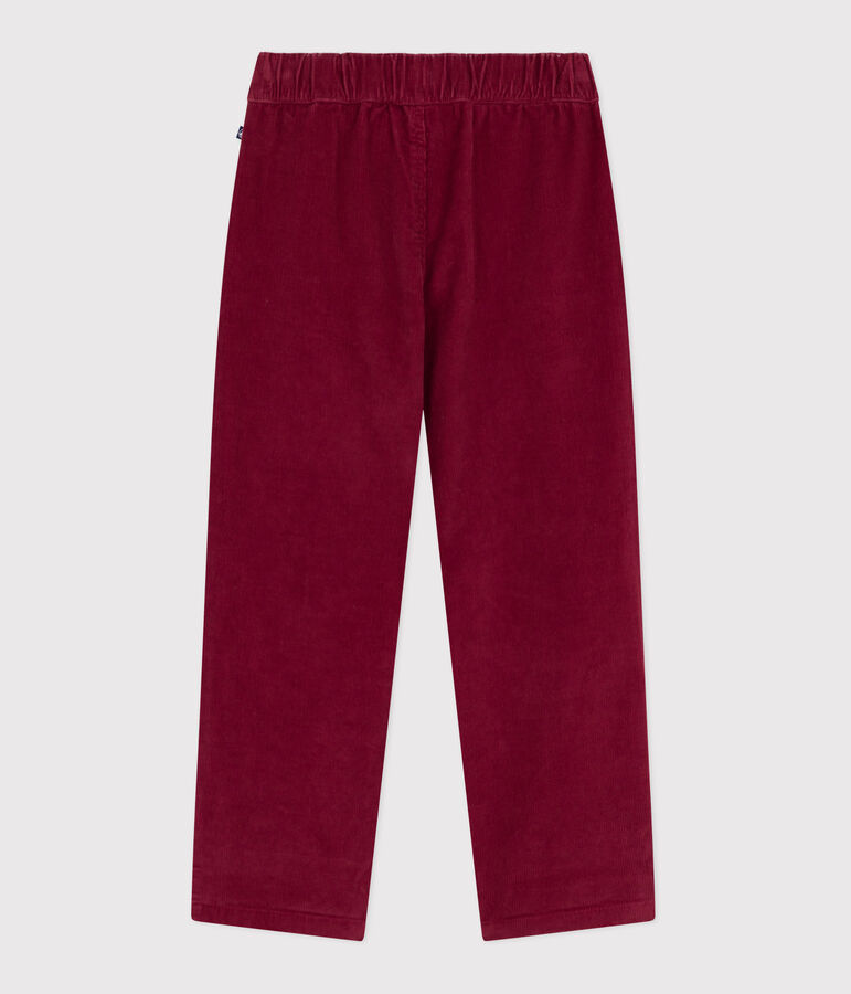 Pantal&oacute;n infantil recto y liso de pana rojo