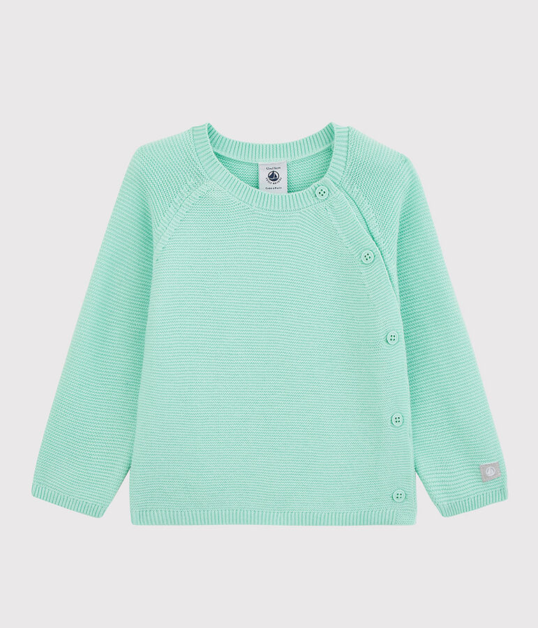 Rebeca azul de beb&eacute; en punto de algod&oacute;n ecol&oacute;gico azul