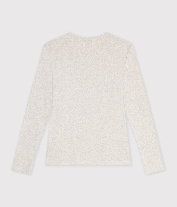 Camiseta de algod&oacute;n de manga larga con acabado de punto cocotte para mujer MONTELIMAR CHINE