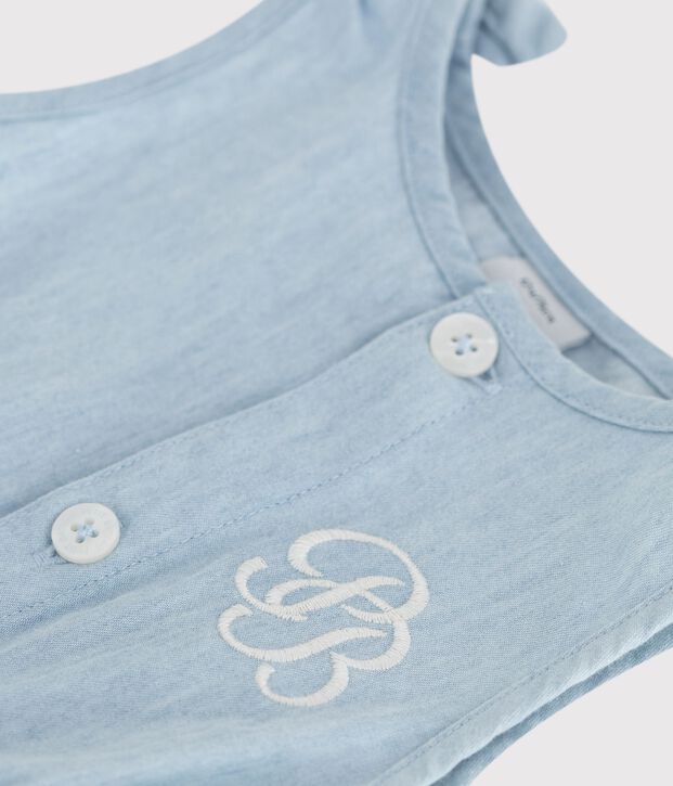Pelele corto de chambray para beb&eacute; azul