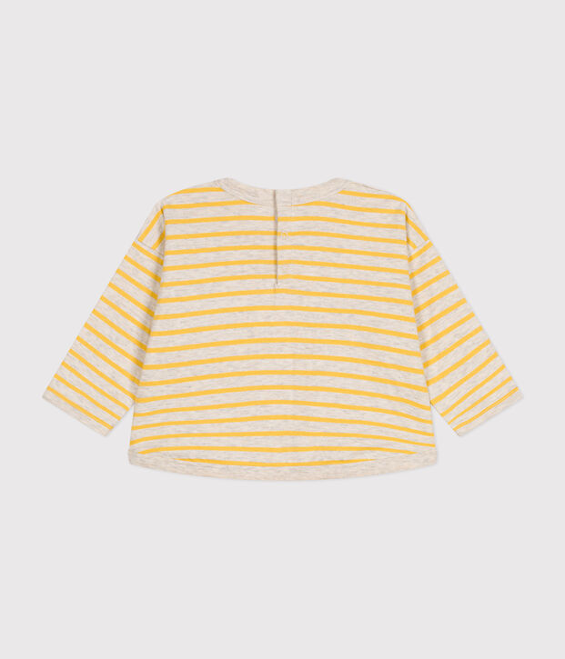Camiseta de manga larga de t&uacute;bico para beb&eacute; beige/amarillo
