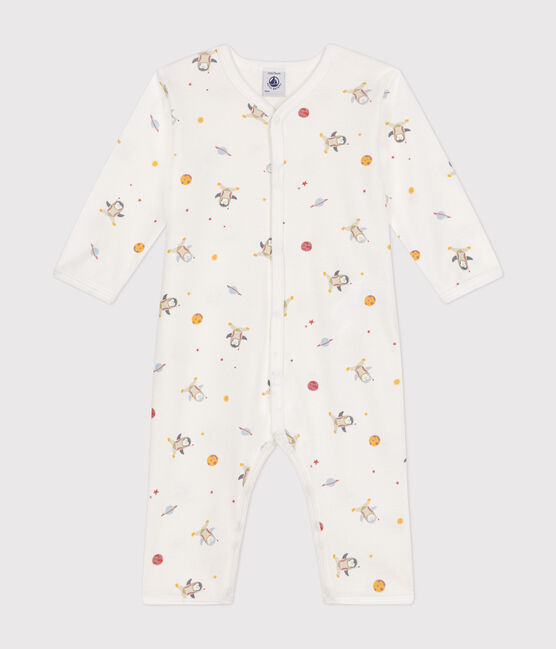 Pijama de algodón sin pies para bebé blanco MARSHMALLOW/blanco MULTICO
