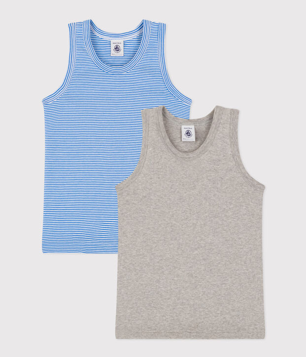 Juego de 2 camisetas infantiles b&aacute;sicas de algod&oacute;n sin mangas multicolor