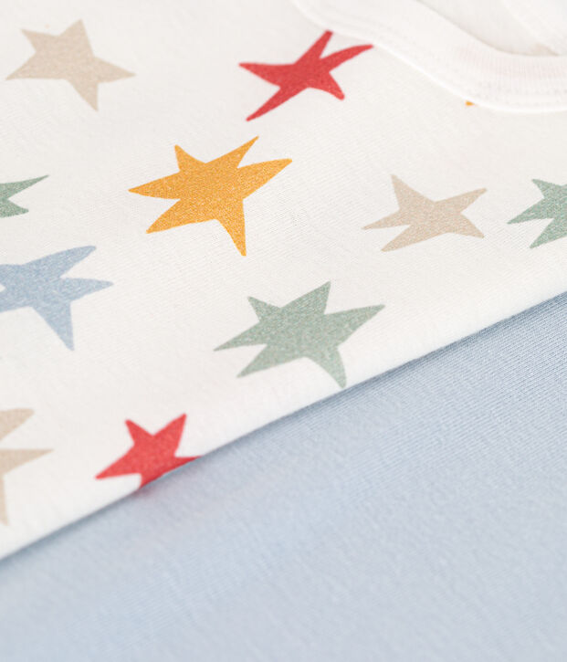 Juego de 2 camisetas infantiles de algod&oacute;n de manga larga con estrellas multicolor