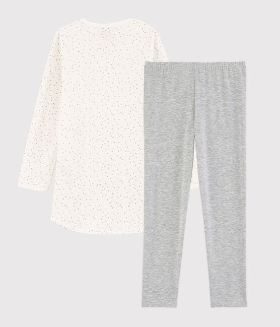 Camisón de estrellas con leging para niña en túbico blanco MARSHMALLOW/gris ARGENT