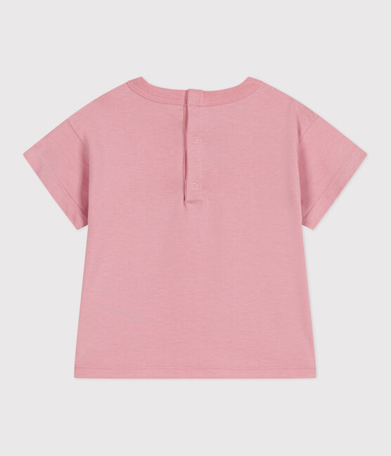 Camiseta lisa de manga corta de algodón para bebé rosa CHARME