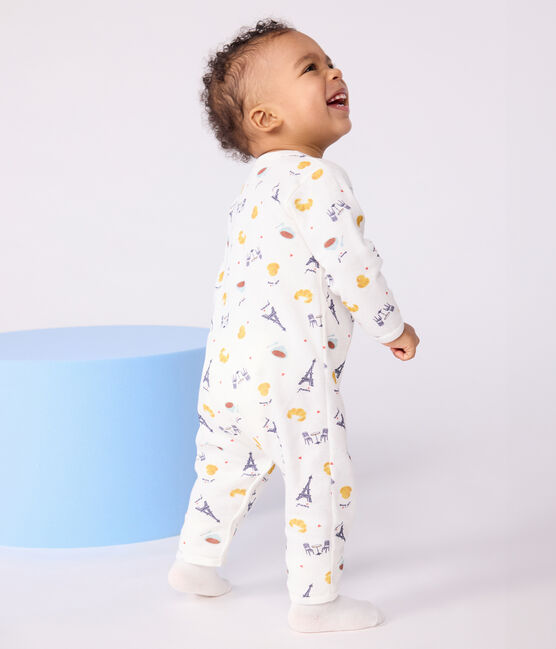 Pijama sin pies de algodón con estampado de París para bebé blanco MARSHMALLOW/blanco MULTICO
