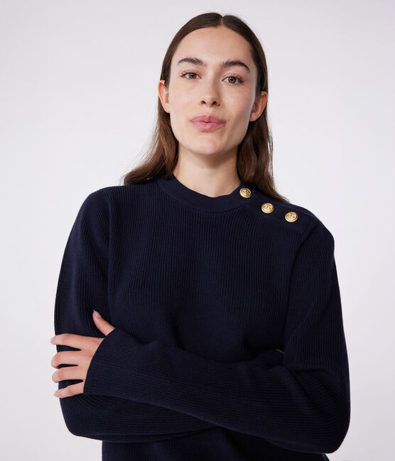 Jersey marinero de algodón liso para mujer azul SMOKING