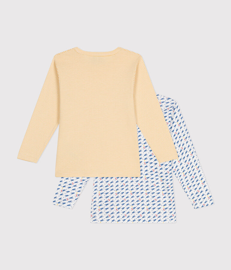 Juego de 2 camisetas infantiles de algod&oacute;n de manga larga con cohetes variante 1