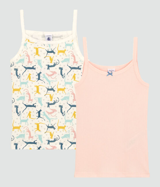Juego de 2 camisas de tirantes de niña de algodón y lyocell variante 1