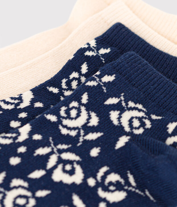 2 pares de calcetines infantiles de algod&oacute;n con flores multicolor