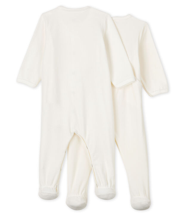 Juego de 2 pijamas blancos de terciopelo para beb&eacute; multicolor