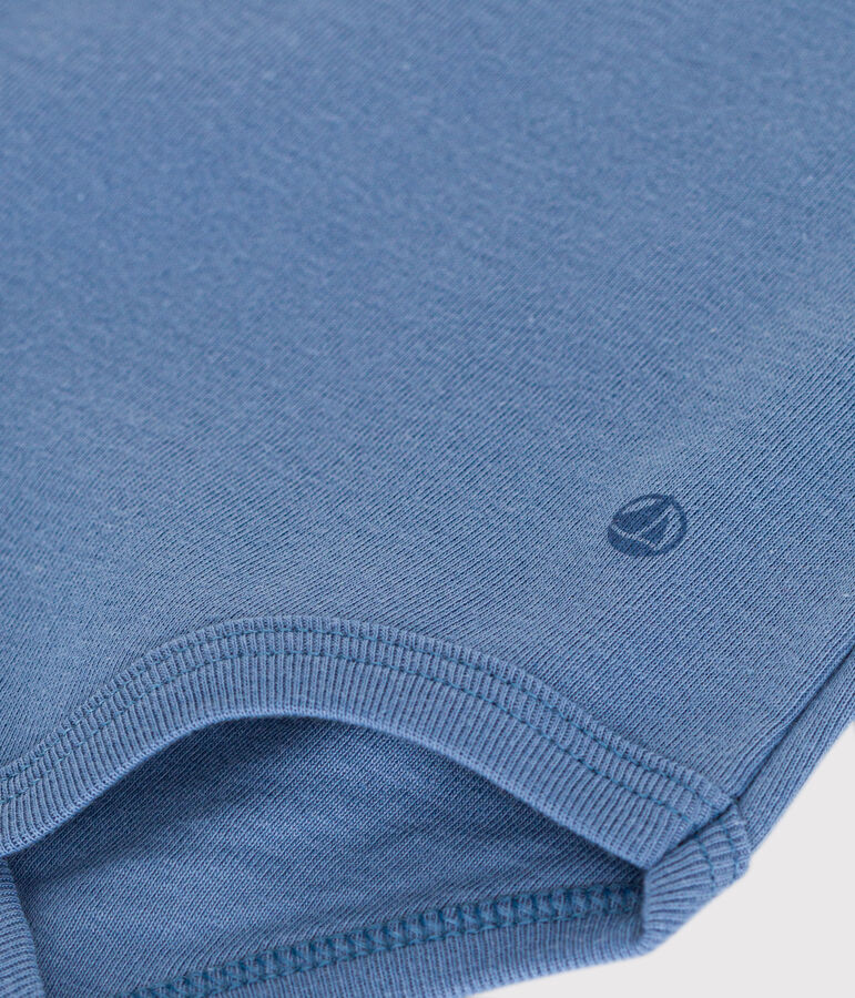 Body de algod&oacute;n de manga corta con cuello claudine para beb&eacute; azul