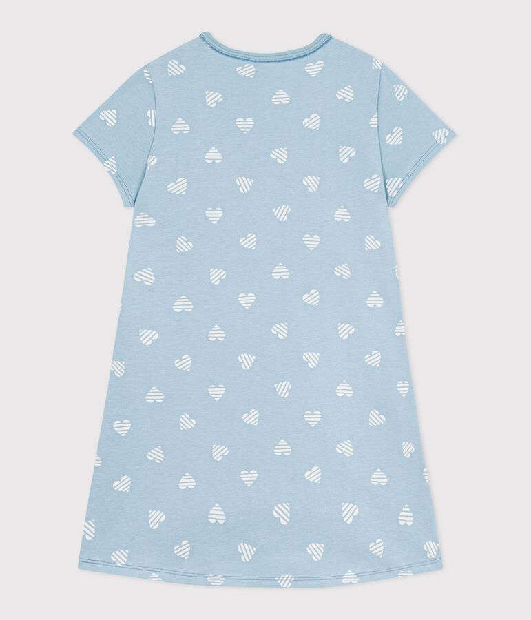 Camis&oacute;n infantil de algod&oacute;n de manga corta con estampado de corazones verde/blanco